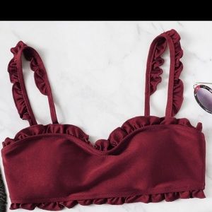 Shein ruffel maroon bikin